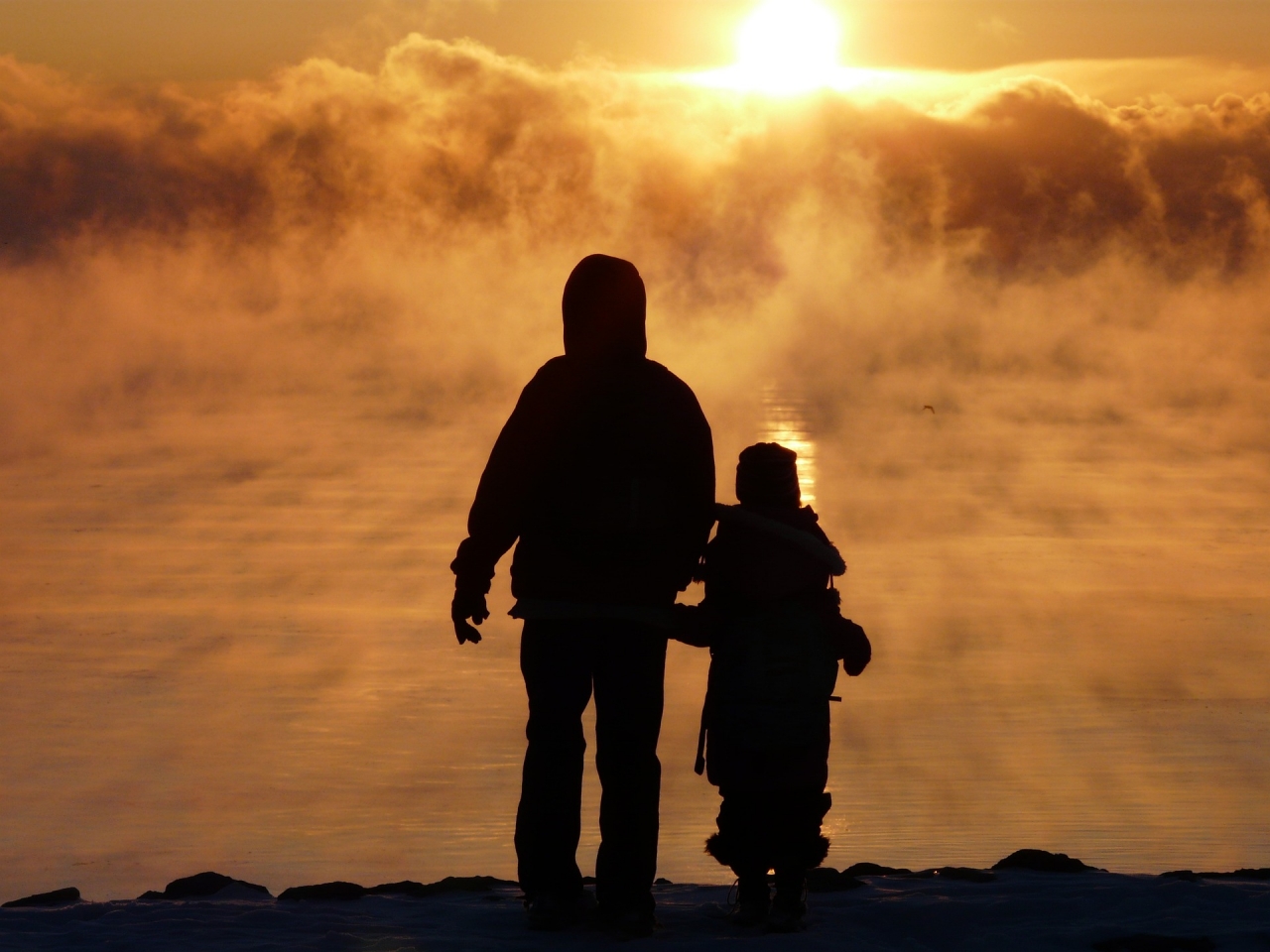 Familia en atardecer|||