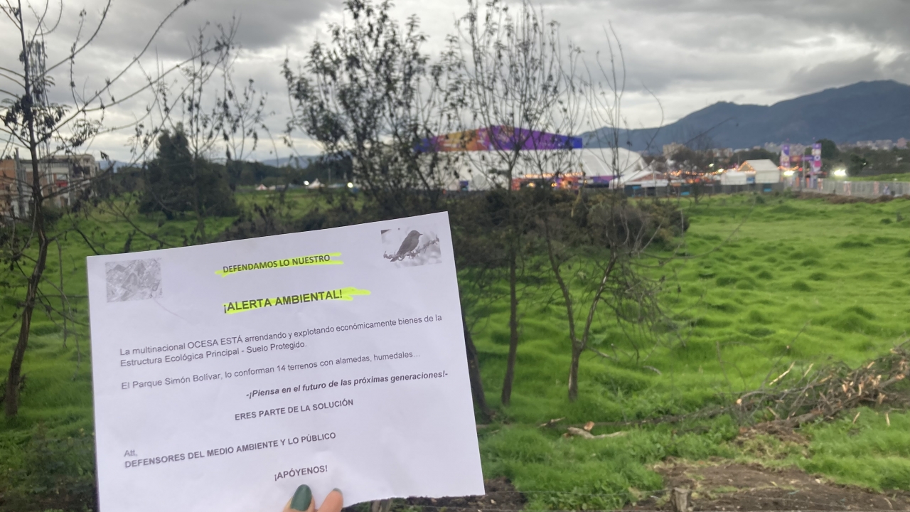 Mensaje que emitieron defensores del medio ambiente y lo publico con respecto al humedal Salitre y la multinacional Ocesa.|||