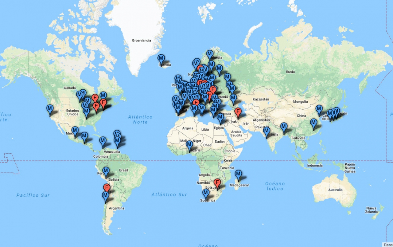 Mapa de los premios Nobel de Literatura|||