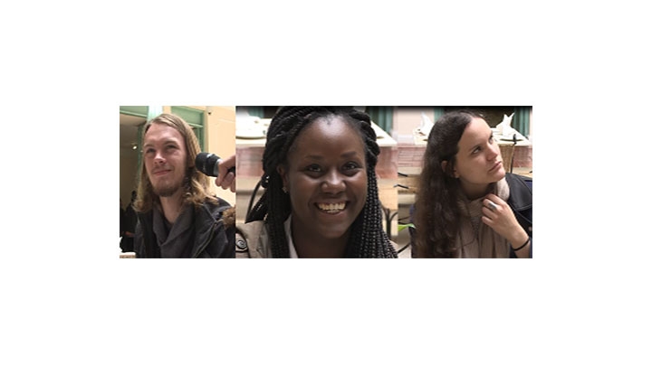 Alex McSorley, B&eacute;n&eacute;dicte Diumula y Fella Ould fueron los tres estudiantes extranjeros que aceptaron el reto