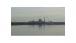 La planta de celulosa Botnia, a las orillas del río Uruguay, en 2006.|||