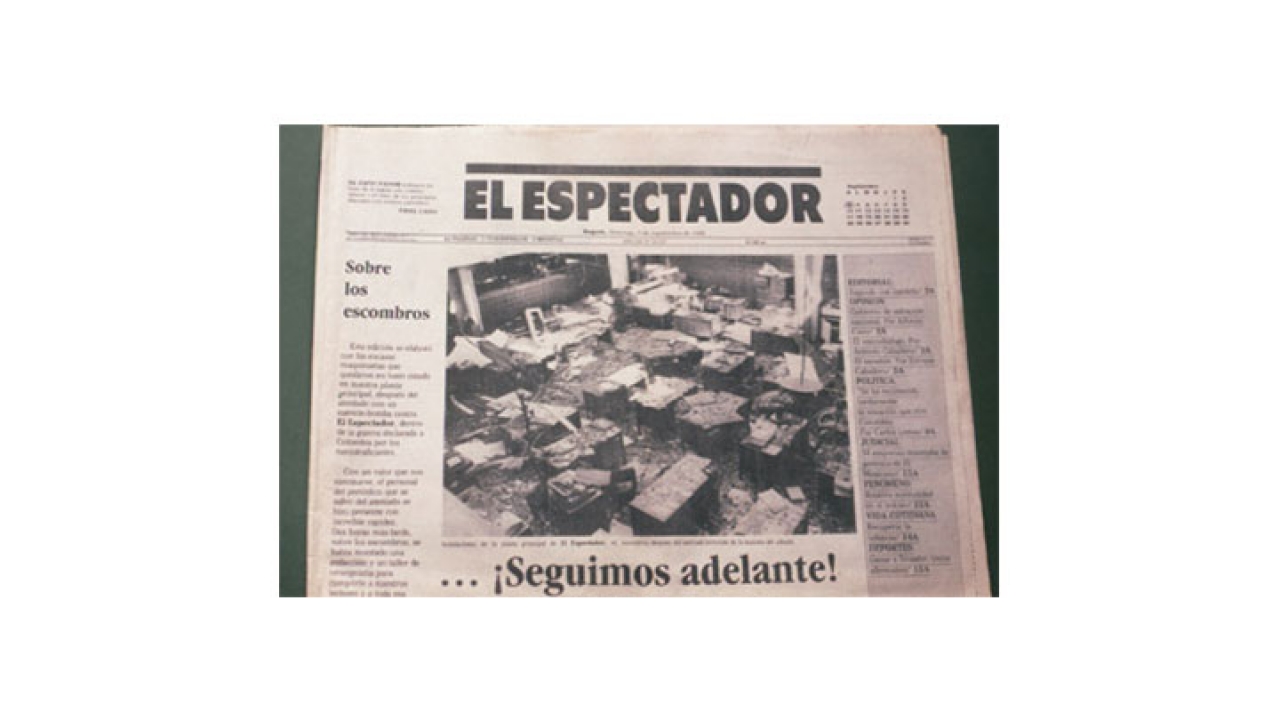 Portada de El Espectador el 3 de septiembre de 1989.|||