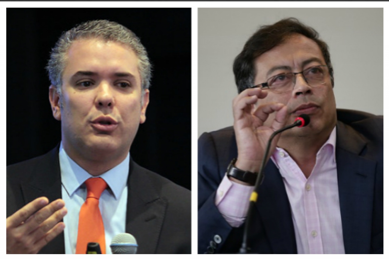 Los candidatos presidenciales encabezan las encuestas.  Fotos:Twitter @IvanDuque y @PetroGustavo|||