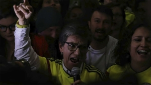 Claudia Lopéz durante su discurso el 26 de agosto, tras saber los resultados de la Consulta Anticorrupción. Crédito de la foto: David Goméz Acosta|||