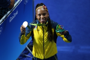 Ingrit Valencia con la medalla de bronce obtenida en los Juegos Olímpicos Río 2016.|||