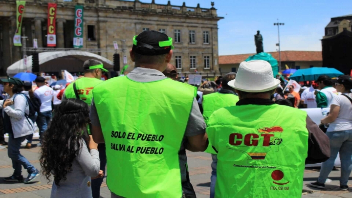 Miembros de la Confederación General del Trabajo durante la marcha del 1 de Mayo