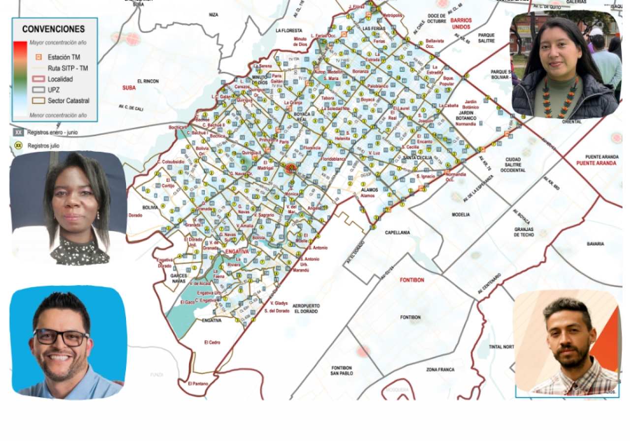 Mapa de los hurtos a personas en Engativá (1 de enero - 31 de julio de 2023) del Boletín Mensual de Indicadores de Seguridad y Convivencia|||