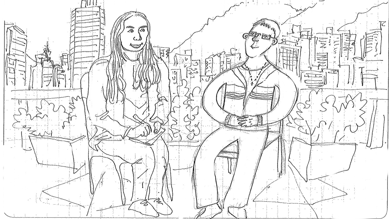 Dibujo de Gusanillo y Camila Pulido en la Biblioteca Pública El Tunal|||