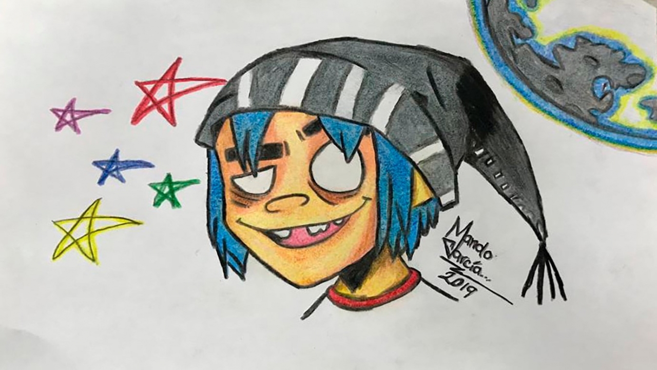 2D, el líder y cantante principal de la banda, su voz en personificada por Damon Albarn.|||