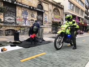 Policía de Bogotá en la carrera Séptima|||