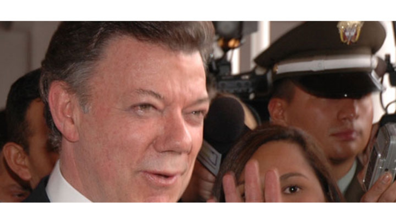 El presidente Santos durante un evento en la Universidad del Rosario.|||