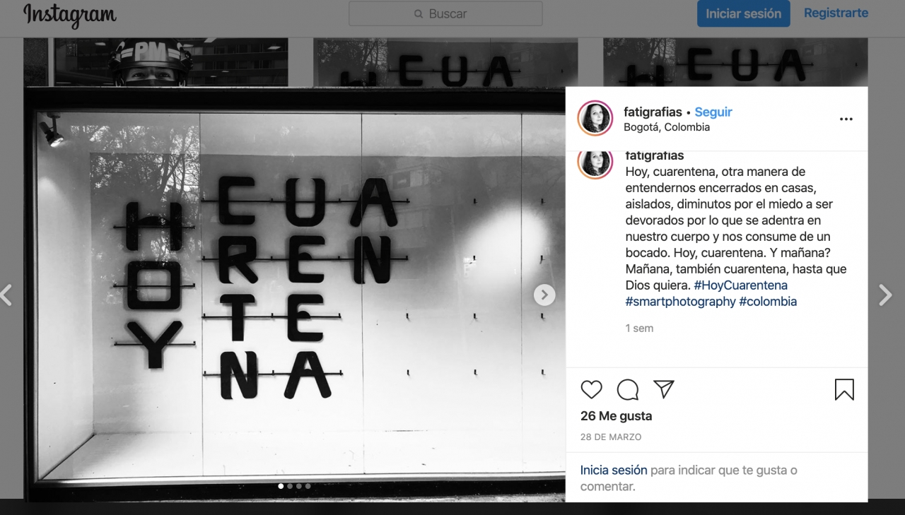 Foto-serie &#039;Hoy, cuarentena&#039; en Instagram|||