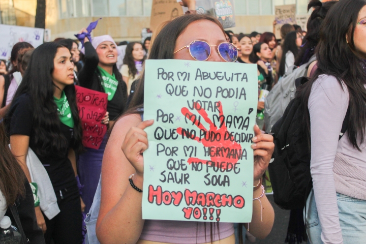 "Por mi abuelita que no pudo votar, por mi mam&aacute; que no pudo decidir, por mi hermana que no puede salir sola"