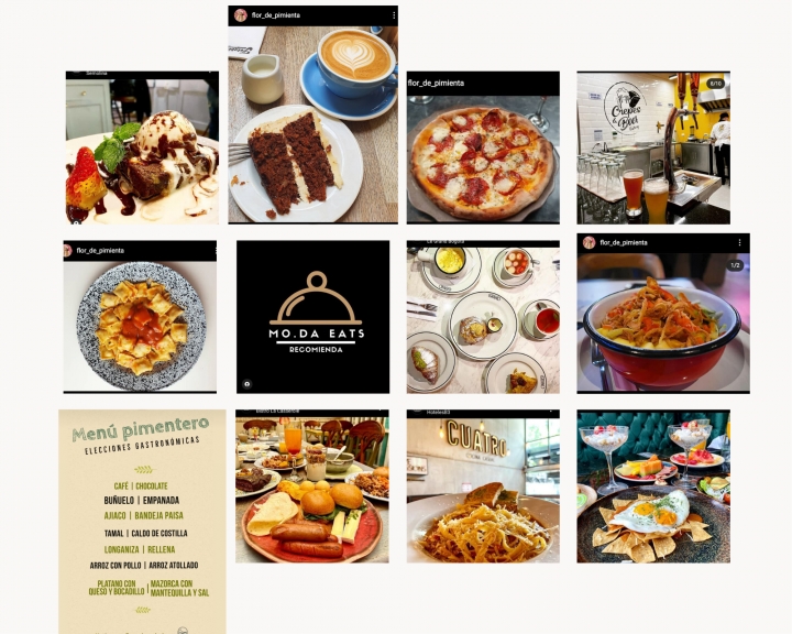 Collage de imag&eacute;nes Moda Eats y Flor de Pimienta